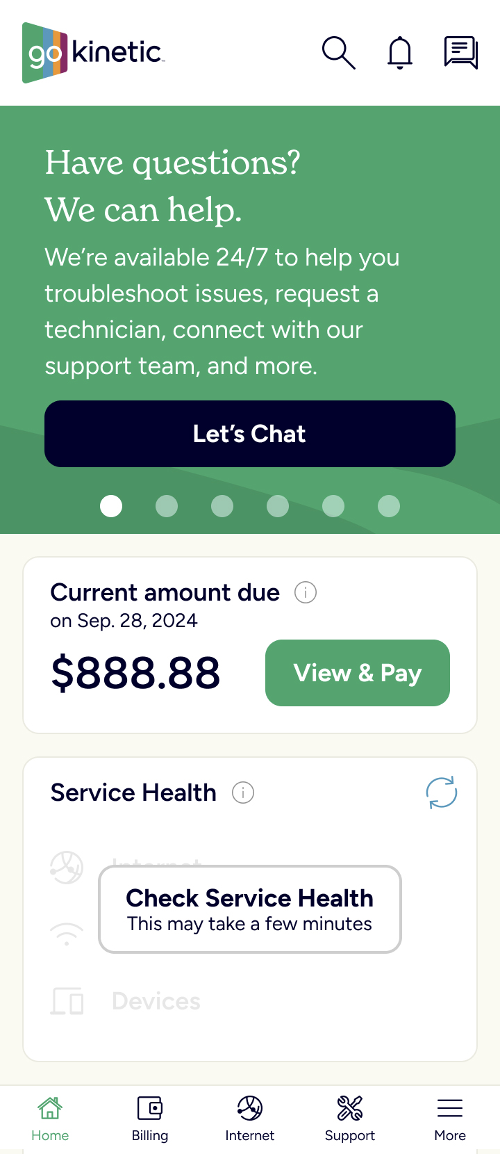 The mobile version of the Go Kinetic homepage after the rebrand.